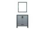 Lexora Ziva 30" Dark Grey Single Vanity, no Top and 28" Mirror LZV352230SB00M28 - MyBBQDirect
