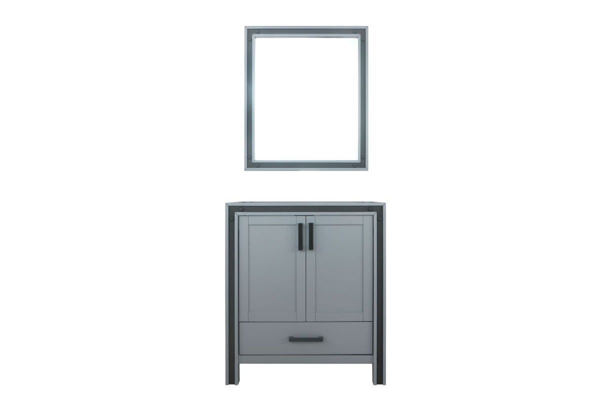Lexora Ziva 30" Dark Grey Single Vanity, no Top and 28" Mirror LZV352230SB00M28 - MyBBQDirect