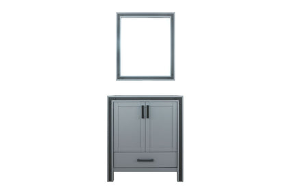Lexora Ziva 30" Dark Grey Single Vanity, no Top and 28" Mirror LZV352230SB00M28 - MyBBQDirect