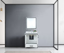 Lexora Ziva 30" White Single Vanity, Cultured Marble Top, White Square Sink and 28" Mirror LZV352230SAJSM28