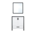Lexora Ziva 30" White Single Vanity, no Top and 28" Mirror LZV352230SA00M28 - MyBBQDirect
