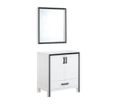 Lexora Ziva 30" White Single Vanity, no Top and 28" Mirror LZV352230SA00M28