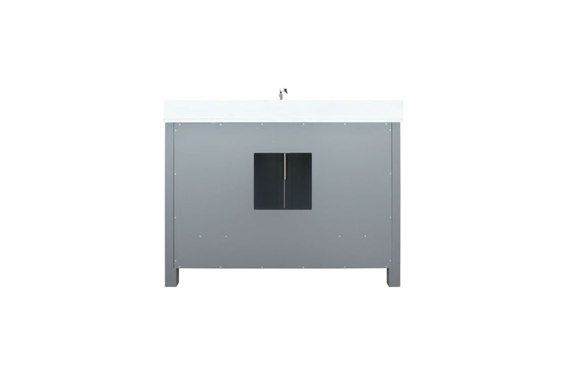 Lexora Ziva 48" Dark Grey Single Vanity, Cultured Marble Top, White Square Sink and no Mirror LZV352248SBJS000