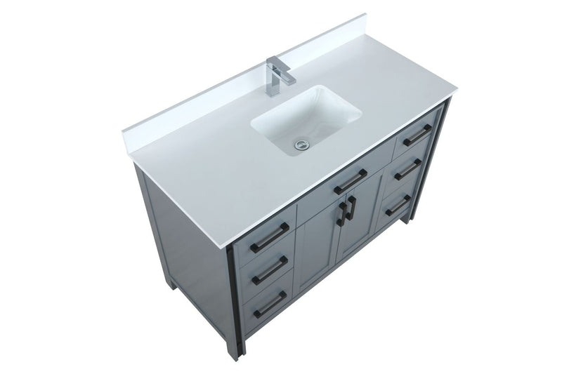 Lexora Ziva 48" Dark Grey Single Vanity, Cultured Marble Top, White Square Sink and no Mirror LZV352248SBJS000