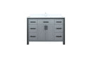 Lexora Ziva 48" Dark Grey Single Vanity, Cultured Marble Top, White Square Sink and no Mirror LZV352248SBJS000