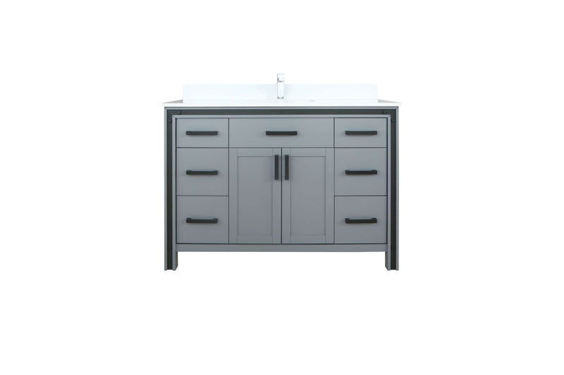 Lexora Ziva 48" Dark Grey Single Vanity, Cultured Marble Top, White Square Sink and no Mirror LZV352248SBJS000