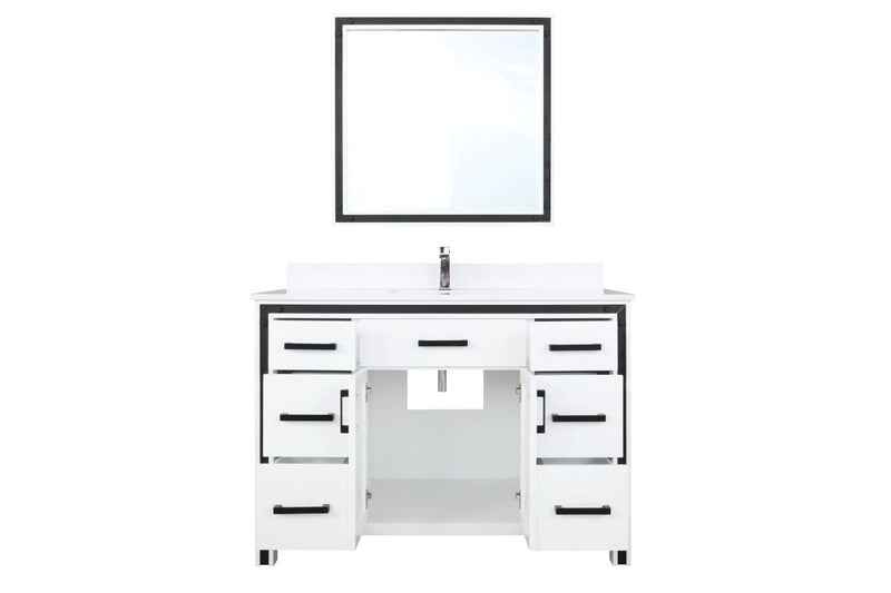 Lexora Ziva 48" White Single Vanity, Cultured Marble Top, White Square Sink and 34" Mirror LZV352248SAJSM34