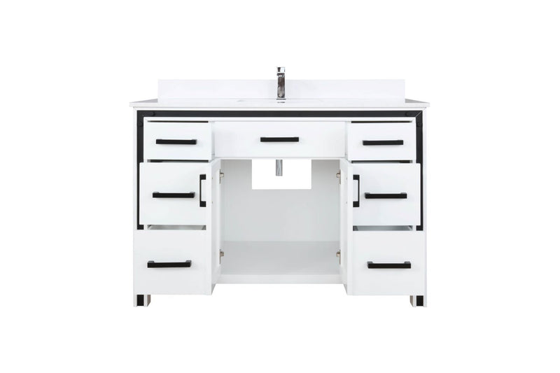 Lexora Ziva 48" White Single Vanity, Cultured Marble Top, White Square Sink and 34" Mirror LZV352248SAJSM34