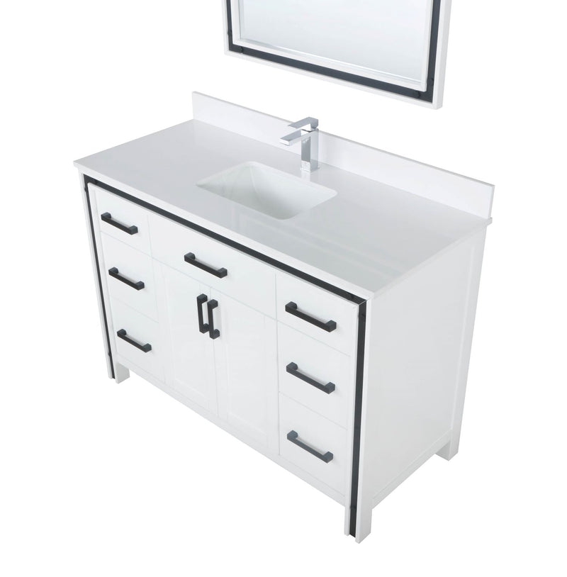 Lexora Ziva 48" White Single Vanity, Cultured Marble Top, White Square Sink and 34" Mirror LZV352248SAJSM34