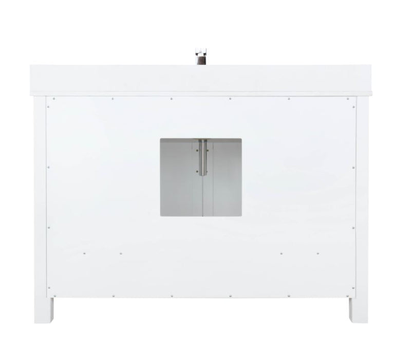 Lexora Ziva 48" White Single Vanity, Cultured Marble Top, White Square Sink and no Mirror LZV352248SAJS000