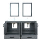 Lexora Ziva 60" Dark Grey Double Vanity, Cultured Marble Top, White Square Sink and 22" Mirrors LZV352260SBJSM22