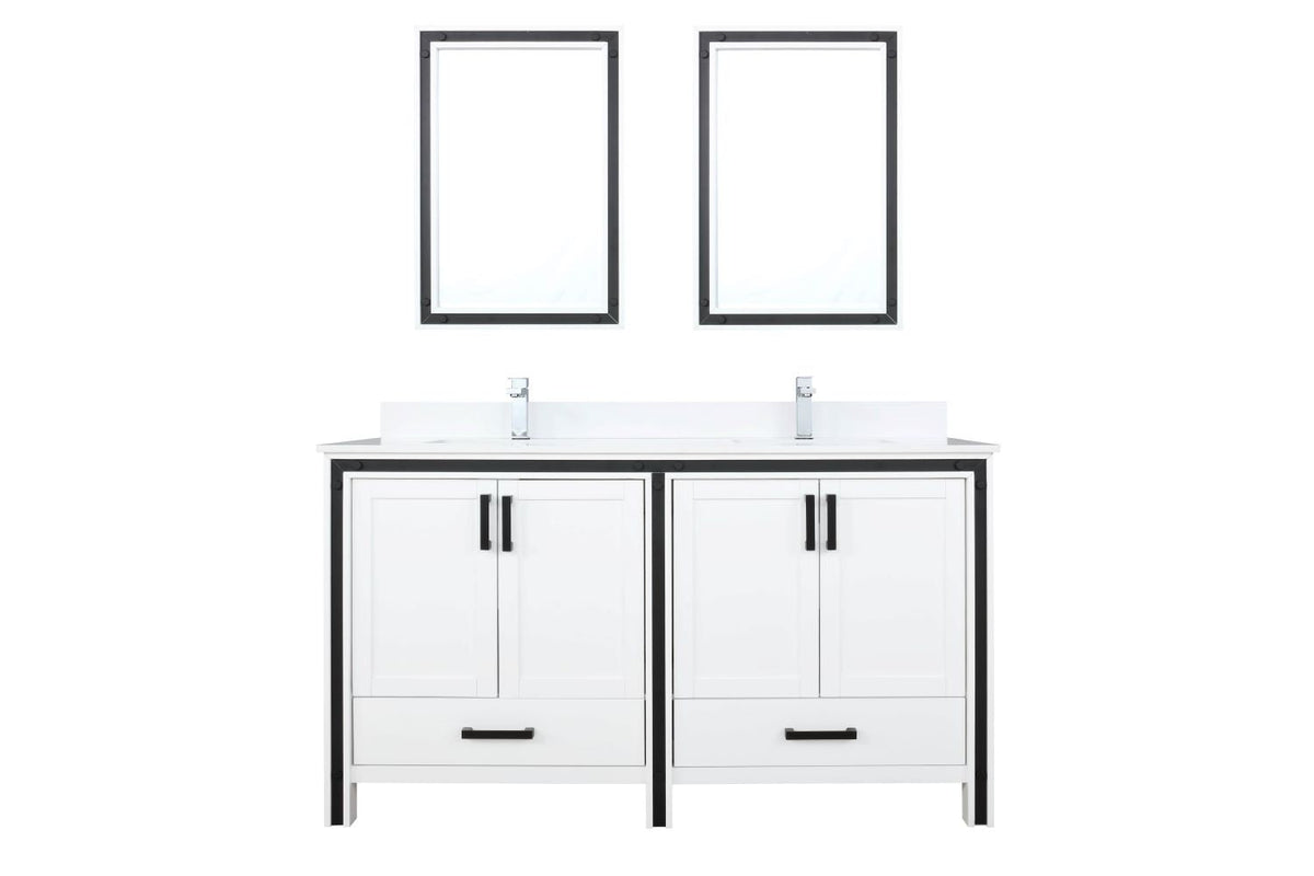 Lexora Ziva 60" White Double Vanity, Cultured Marble Top, White Square Sink and 22" Mirrors LZV352260SAJSM22 - MyBBQDirect