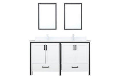 Lexora Ziva 60" White Double Vanity, Cultured Marble Top, White Square Sink and 22" Mirrors LZV352260SAJSM22 - MyBBQDirect