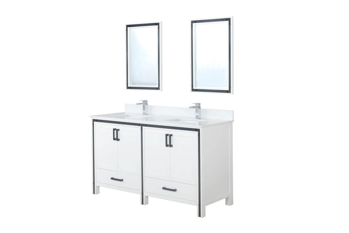 Lexora Ziva 60" White Double Vanity, Cultured Marble Top, White Square Sink and 22" Mirrors LZV352260SAJSM22 - MyBBQDirect