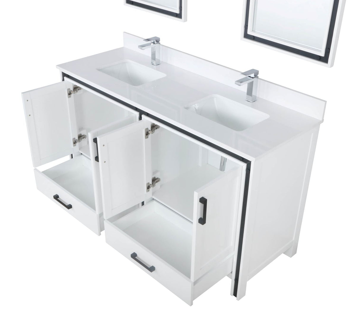 Lexora Ziva 60" White Double Vanity, Cultured Marble Top, White Square Sink and 22" Mirrors LZV352260SAJSM22 - MyBBQDirect