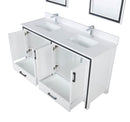 Lexora Ziva 60" White Double Vanity, Cultured Marble Top, White Square Sink and 22" Mirrors LZV352260SAJSM22