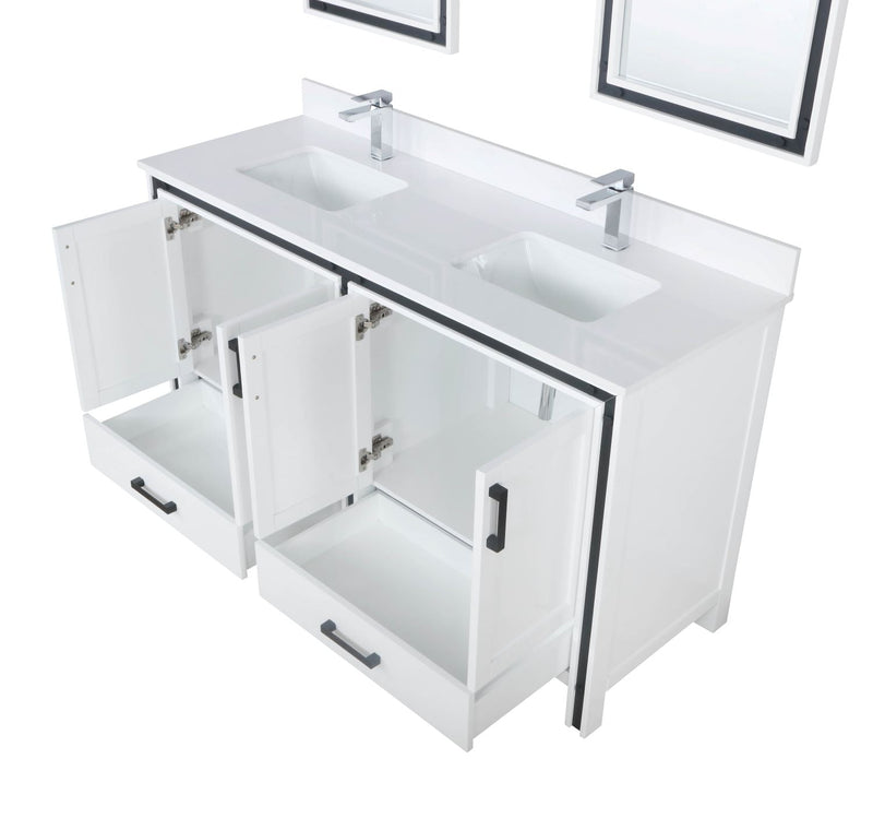 Lexora Ziva 60" White Double Vanity, Cultured Marble Top, White Square Sink and 22" Mirrors LZV352260SAJSM22