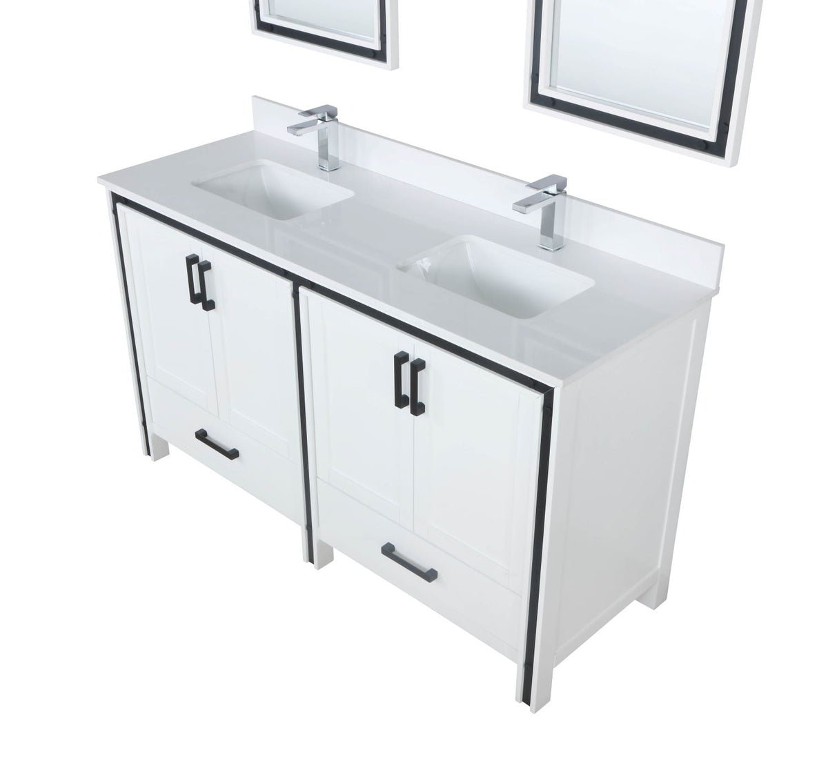 Lexora Ziva 60" White Double Vanity, Cultured Marble Top, White Square Sink and 22" Mirrors LZV352260SAJSM22 - MyBBQDirect