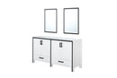 Lexora Ziva 60" White Double Vanity, no Top and 22" Mirrors LZV352260SA00M22