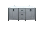 Lexora Ziva 72" Dark Grey Double Vanity, Cultured Marble Top, White Square Sink and no Mirror LZV352272SBJS000 - MyBBQDirect
