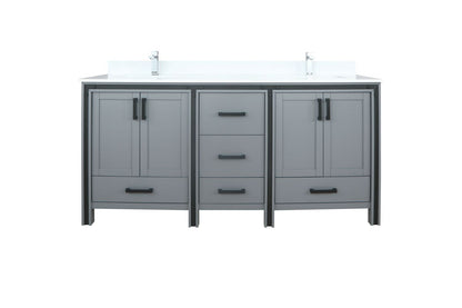 Lexora Ziva 72" Dark Grey Double Vanity, Cultured Marble Top, White Square Sink and no Mirror LZV352272SBJS000 - MyBBQDirect