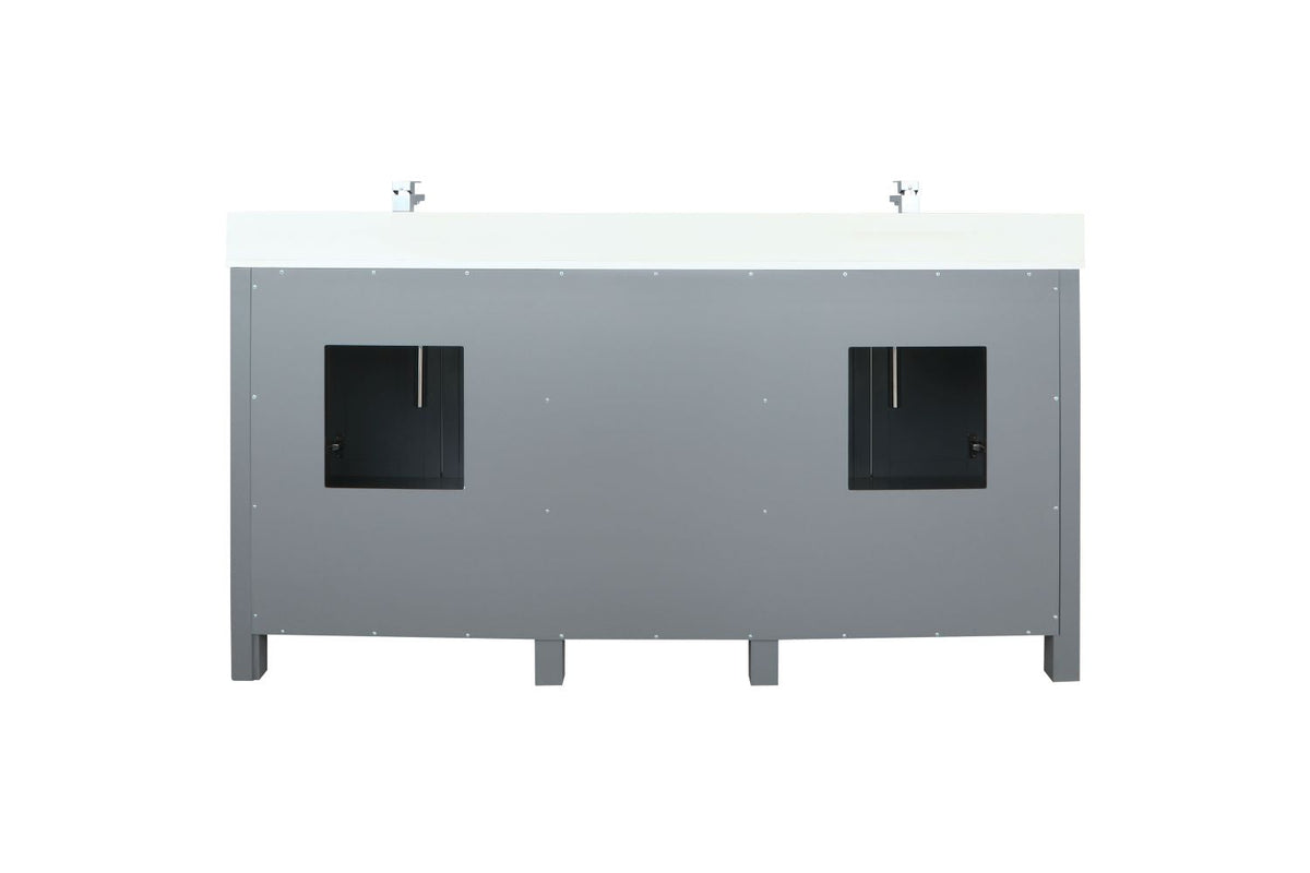 Lexora Ziva 72" Dark Grey Double Vanity, Cultured Marble Top, White Square Sink and no Mirror LZV352272SBJS000 - MyBBQDirect