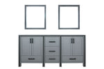Lexora Ziva 72" Dark Grey Double Vanity, no Top and 30" Mirrors LZV352272SB00M30 - MyBBQDirect