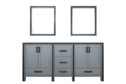 Lexora Ziva 72" Dark Grey Double Vanity, no Top and 30" Mirrors LZV352272SB00M30 - MyBBQDirect