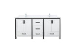 Lexora Ziva 72" White Double Vanity, Cultured Marble Top, White Square Sink and no Mirror LZV352272SAJS000 - MyBBQDirect