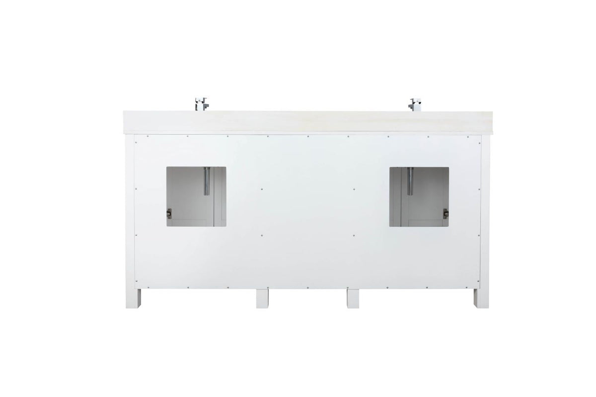 Lexora Ziva 72" White Double Vanity, Cultured Marble Top, White Square Sink and no Mirror LZV352272SAJS000 - MyBBQDirect