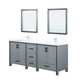 Lexora Ziva 80" Dark Grey Double Vanity, Cultured Marble Top, White Square Sink and 30" Mirrors LZV352280SBJSM30 - MyBBQDirect