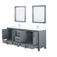 Lexora Ziva 80" Dark Grey Double Vanity, Cultured Marble Top, White Square Sink and 30" Mirrors LZV352280SBJSM30 - MyBBQDirect