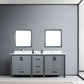 Lexora Ziva 80" Dark Grey Double Vanity, Cultured Marble Top, White Square Sink and 30" Mirrors LZV352280SBJSM30 - MyBBQDirect