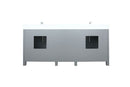 Lexora Ziva 80" Dark Grey Double Vanity, Cultured Marble Top, White Square Sink and no Mirror LZV352280SBJS000