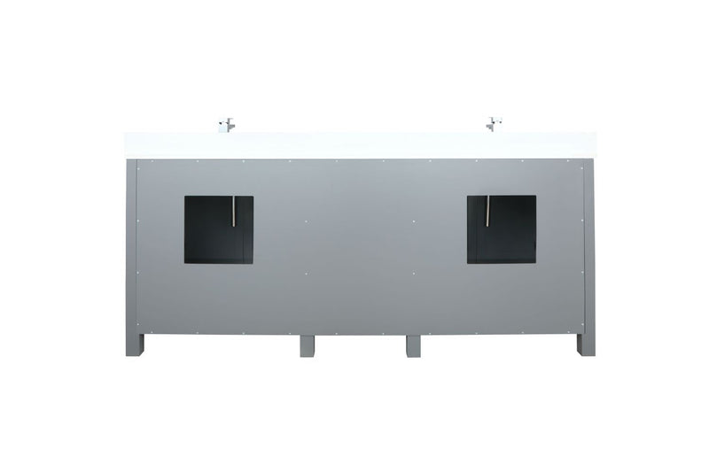 Lexora Ziva 80" Dark Grey Double Vanity, Cultured Marble Top, White Square Sink and no Mirror LZV352280SBJS000