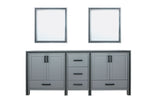 Lexora Ziva 80" Dark Grey Double Vanity, no Top and 30" Mirrors LZV352280SB00M30 - MyBBQDirect