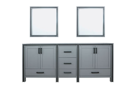 Lexora Ziva 80" Dark Grey Double Vanity, no Top and 30" Mirrors LZV352280SB00M30 - MyBBQDirect