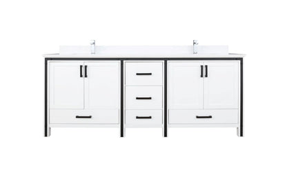 Lexora Ziva 80" White Double Vanity, Cultured Marble Top, White Square Sink and no Mirror LZV352280SAJS000 - MyBBQDirect