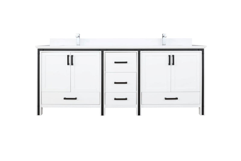 Lexora Ziva 80" White Double Vanity, Cultured Marble Top, White Square Sink and no Mirror LZV352280SAJS000