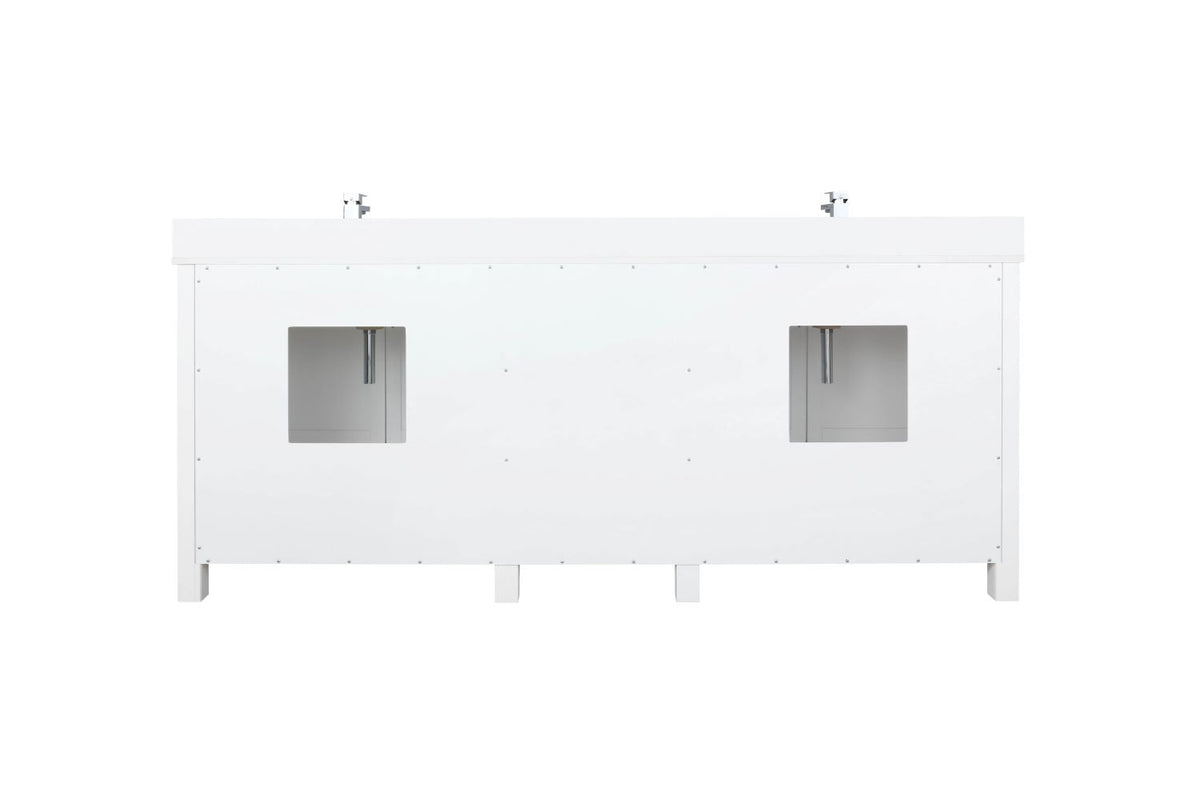 Lexora Ziva 80" White Double Vanity, Cultured Marble Top, White Square Sink and no Mirror LZV352280SAJS000 - MyBBQDirect