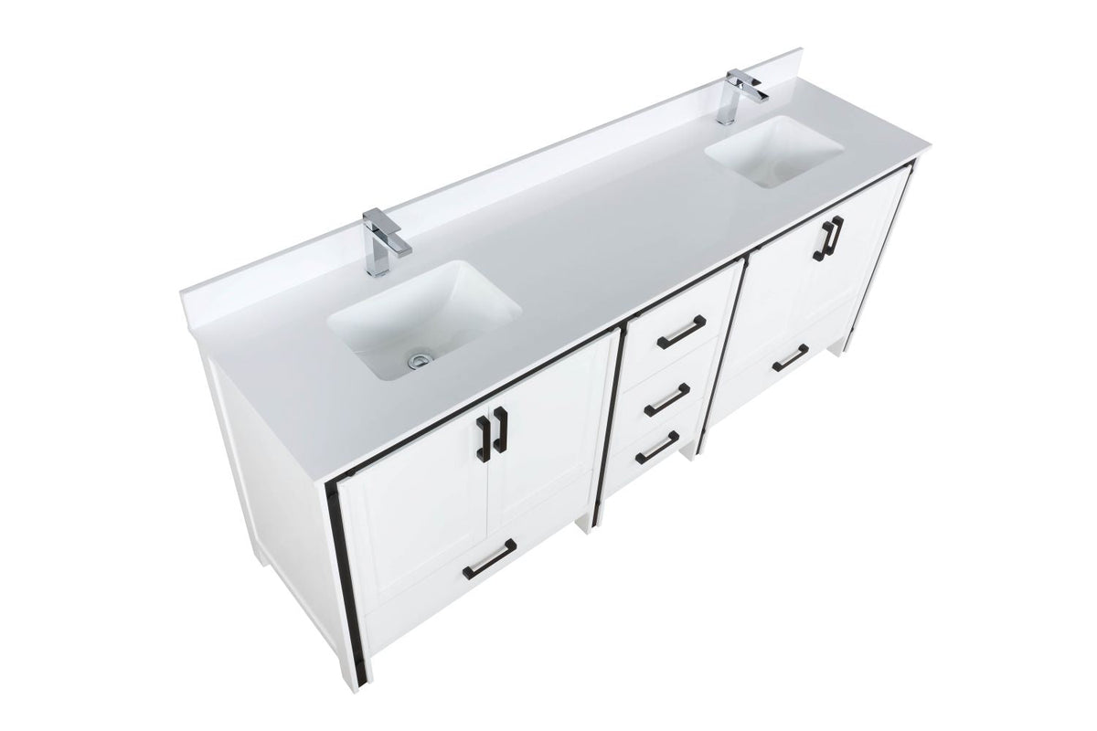 Lexora Ziva 80" White Double Vanity, Cultured Marble Top, White Square Sink and no Mirror LZV352280SAJS000 - MyBBQDirect