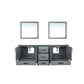 Lexora Ziva 84" Dark Grey Double Vanity, Cultured Marble Top, White Square Sink and 34" Mirrors LZV352284SBJSM34 - MyBBQDirect