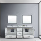 Lexora Ziva 84" White Double Vanity, Cultured Marble Top, White Square Sink and 34" Mirrors LZV352284SAJSM34
