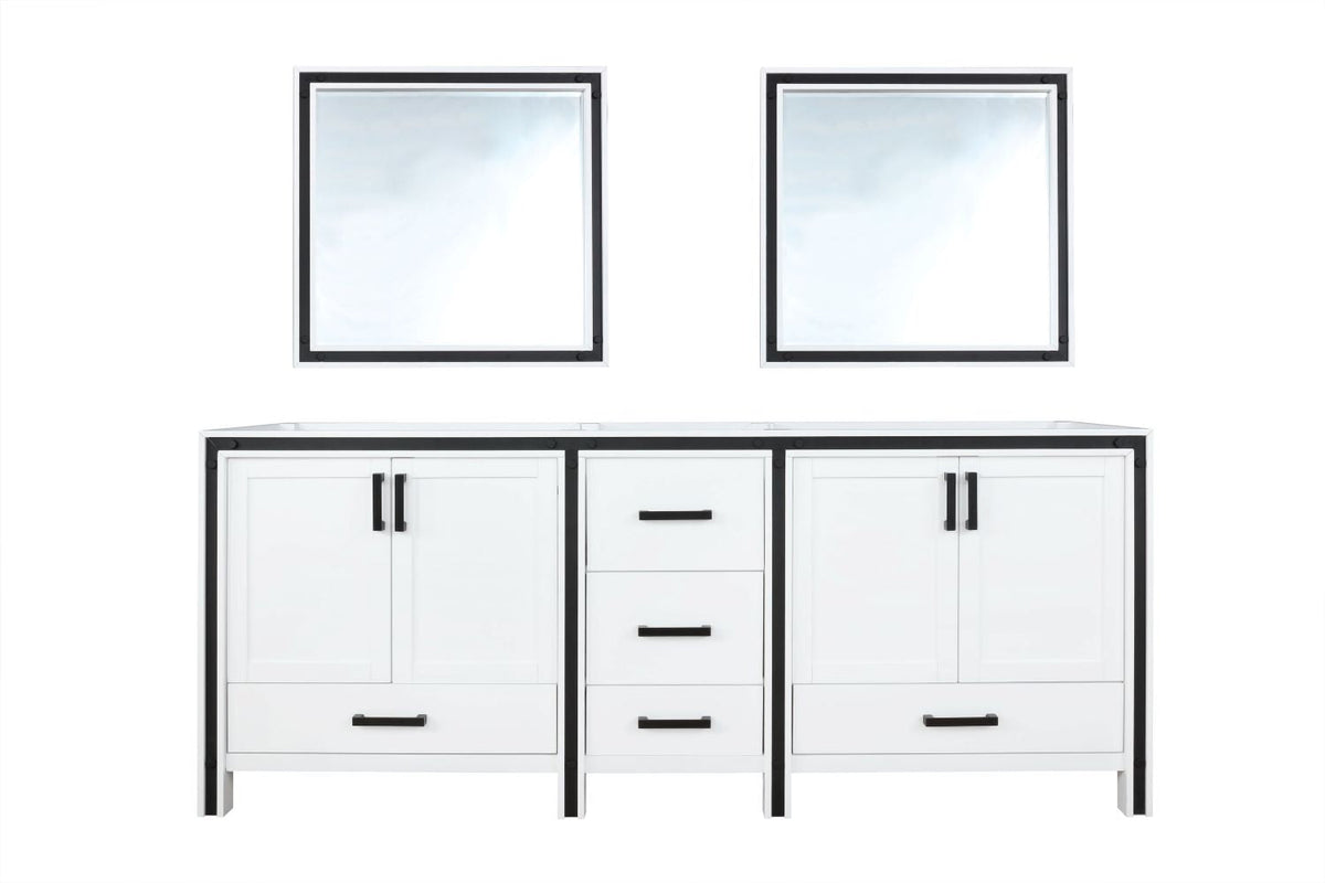 Lexora Ziva 84" White Double Vanity, no Top and 34" Mirrors LZV352284SA00M34 - MyBBQDirect