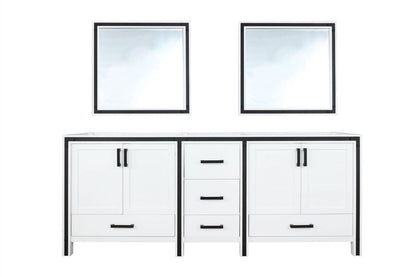 Lexora Ziva 84" White Double Vanity, no Top and 34" Mirrors LZV352284SA00M34 - MyBBQDirect