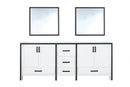 Lexora Ziva 84" White Double Vanity, no Top and 34" Mirrors LZV352284SA00M34