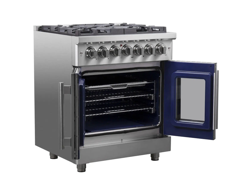 Forno Massimo 30-Inch Freestanding French Door Dual Fuel Range in Stainless Steel (FFSGS6325-30)