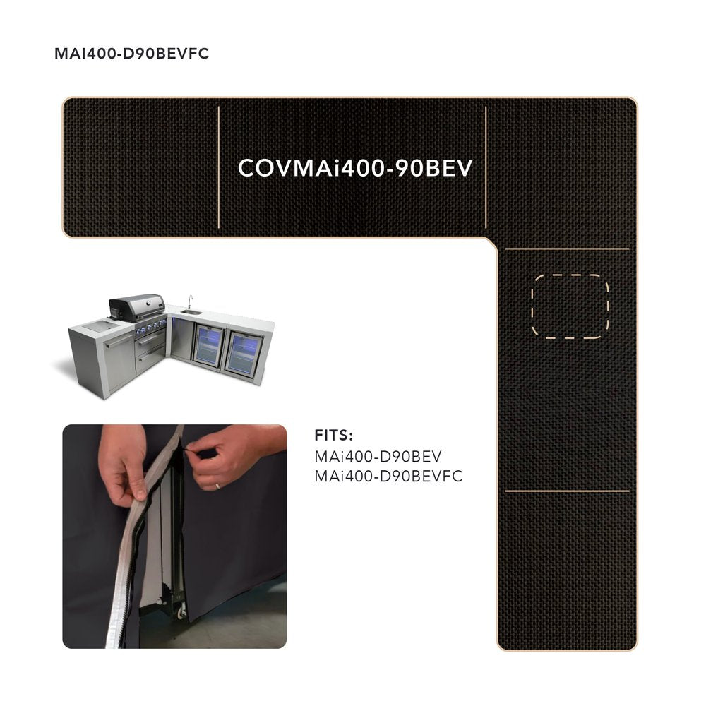 Mont Alpi 400 Island Cover with a 90 Degree Corner and Beverage Center - COVMAi400-90BEV - MyBBQDirect