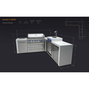 Mont Alpi 805 Deluxe BBQ Grill Island with 90 Degree Corner and Kegerator - MAi805-D90KEG - MyBBQDirect