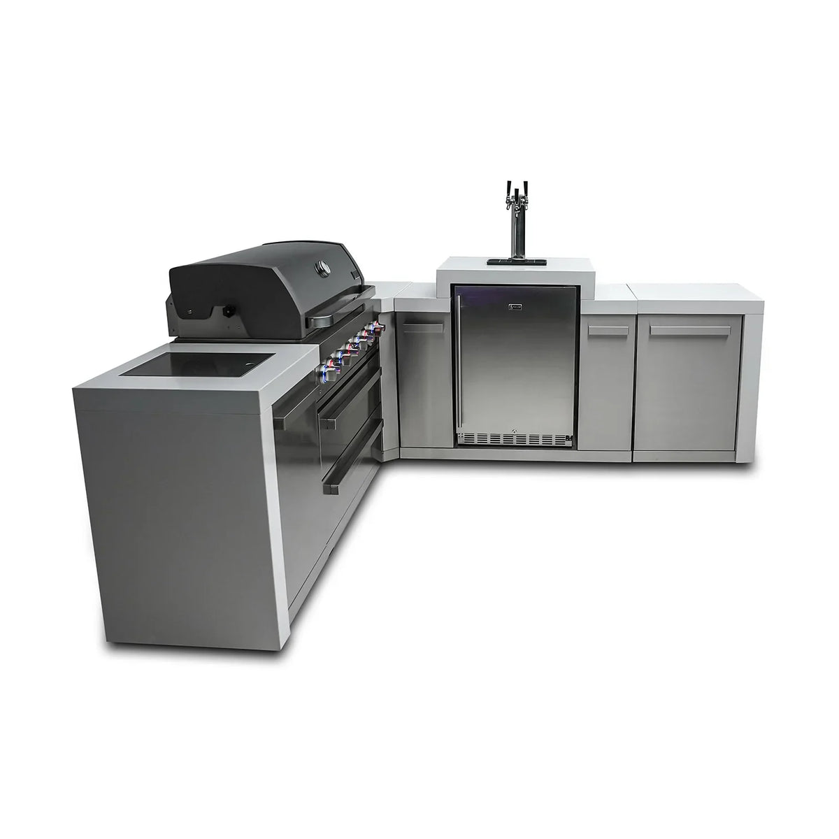 Mont Alpi 805 Deluxe BBQ Grill Island with 90 Degree Corner and Kegerator - MAi805-D90KEG - MyBBQDirect